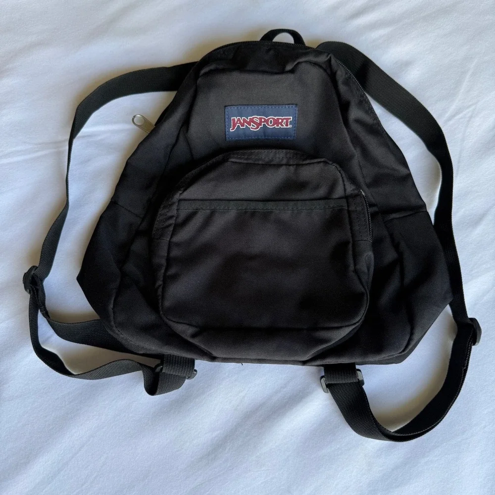 JanSport Half Pint Mini Backpack Black Small Travel Kidcore Festival Accessory
